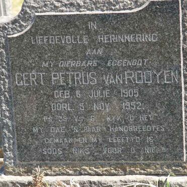 ROOYEN Gert Petrus, van 1905-1952
