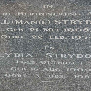 STRYDOM H.J. 1908-1954 &amp; Lydia OLTHOFF 1909-1986