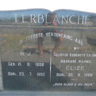 TERBLANCHE M.J. 1908-1990 &amp; Elize -1968