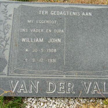 VALK William John, van der 1908-1991