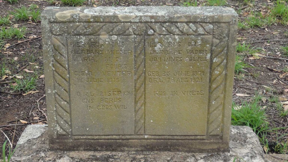 FOURIE Johannes 1874-1921 &amp; Maria M.C. VENTER 1875-1941