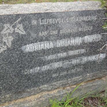 BARKER Adriana Susanna nee VAN ONSELEN 1868-1941