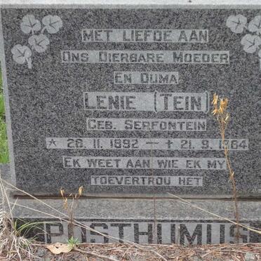 POSTHUMUS Lenie nee SERFONTEIN 1892-1964