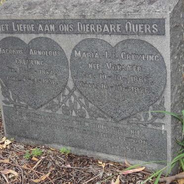 GREYLING Jacobus Arnoldus 1864-1931 &amp; Maria L. VORSTER 1866-1926