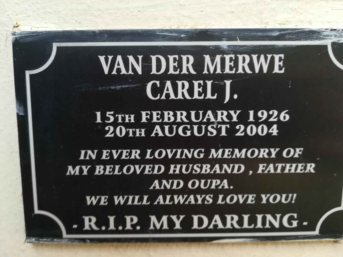 MERWE Carel J., van der 1926-2004