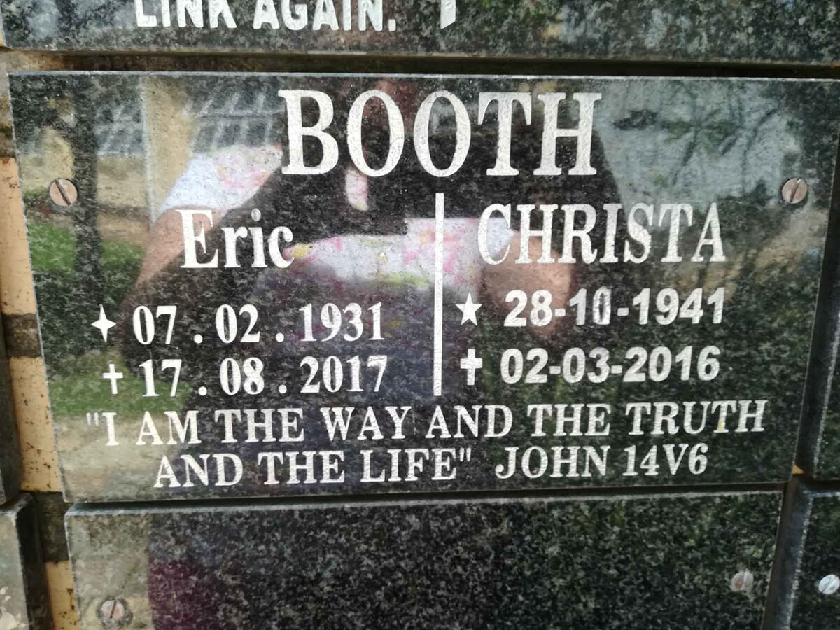BOOTH Eric 1931-2017 &amp; Christa 1941-2016