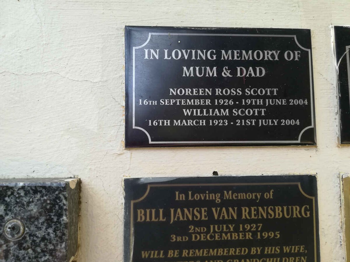 SCOTT William 1923-2004 &amp; Noreen Ross 1926-2004 :: RENSBURG Bill, Janse van 1927-1995