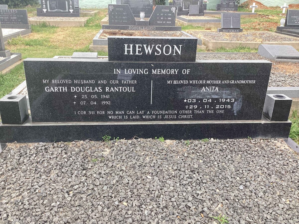 HEWSON Garth Douglas Rantoul 1941-1992 &amp; Anita 1943-2015