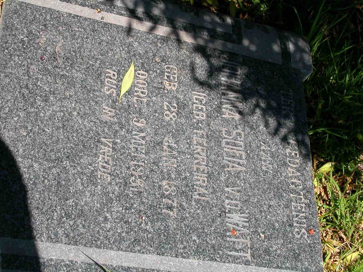 WATT Johanna Sofia, v.d nee FERREIRA 1877-1951