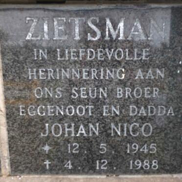 ZIETSMAN Johan Nico 1945-1988