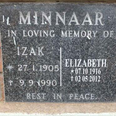 MINNAAR Izak 1905-1990 &amp; Elizabeth 1916-2012