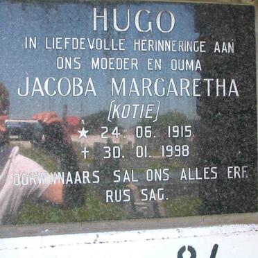 HUGO Jacoba Margaretha 1915-1998