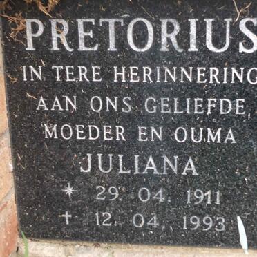 PRETORIUS Juliana 1911-1993