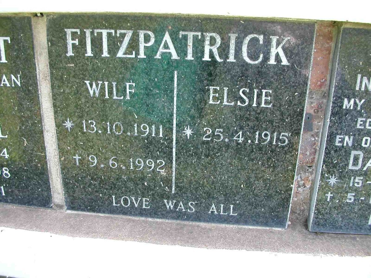 FITZPATRICK Wilf 1911-1992 &amp; Elsie 1915