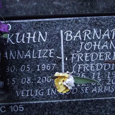 BARNARD Johan Frederick  1936-2007 :: KUHN Annalize 1967-2004
