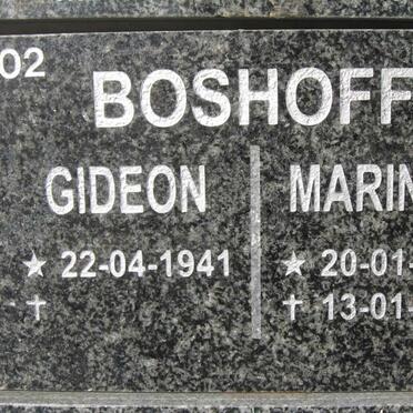 BOSHOFF Gideon 1941-  &amp; Marinda 1946-2009