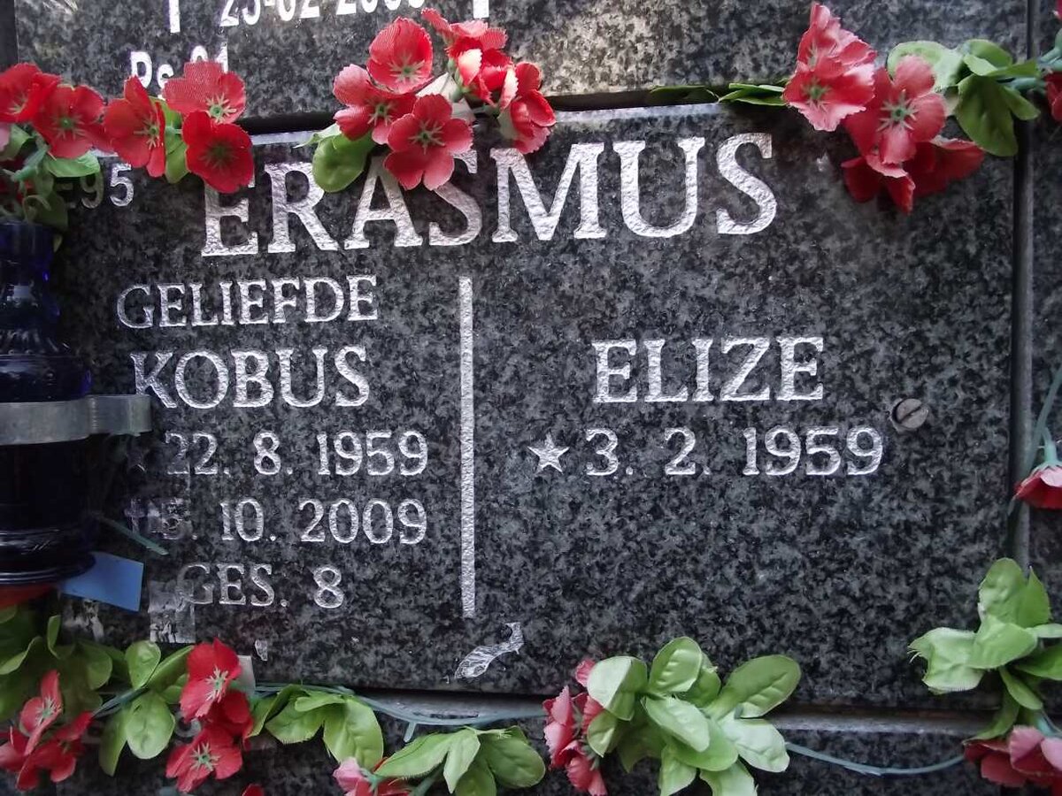 ERASMUS Kobus 1959-2009 &amp; Elize 1959-