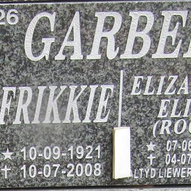 GARBERS Frikkie 1921-2008 &amp; Elizabeth Elina ROOS 1929-2016