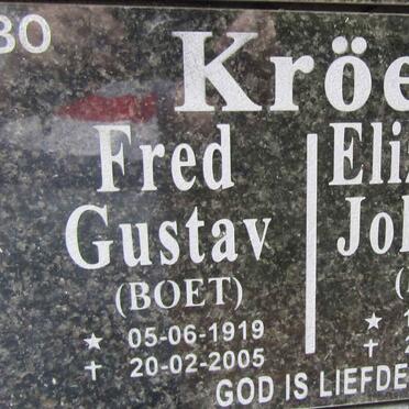 KROES Fred Gustav 1919-2005 &amp; Elizabeth Johanna 1926-2013