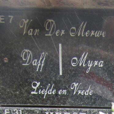 MERWE Daff, van der &amp; Myra