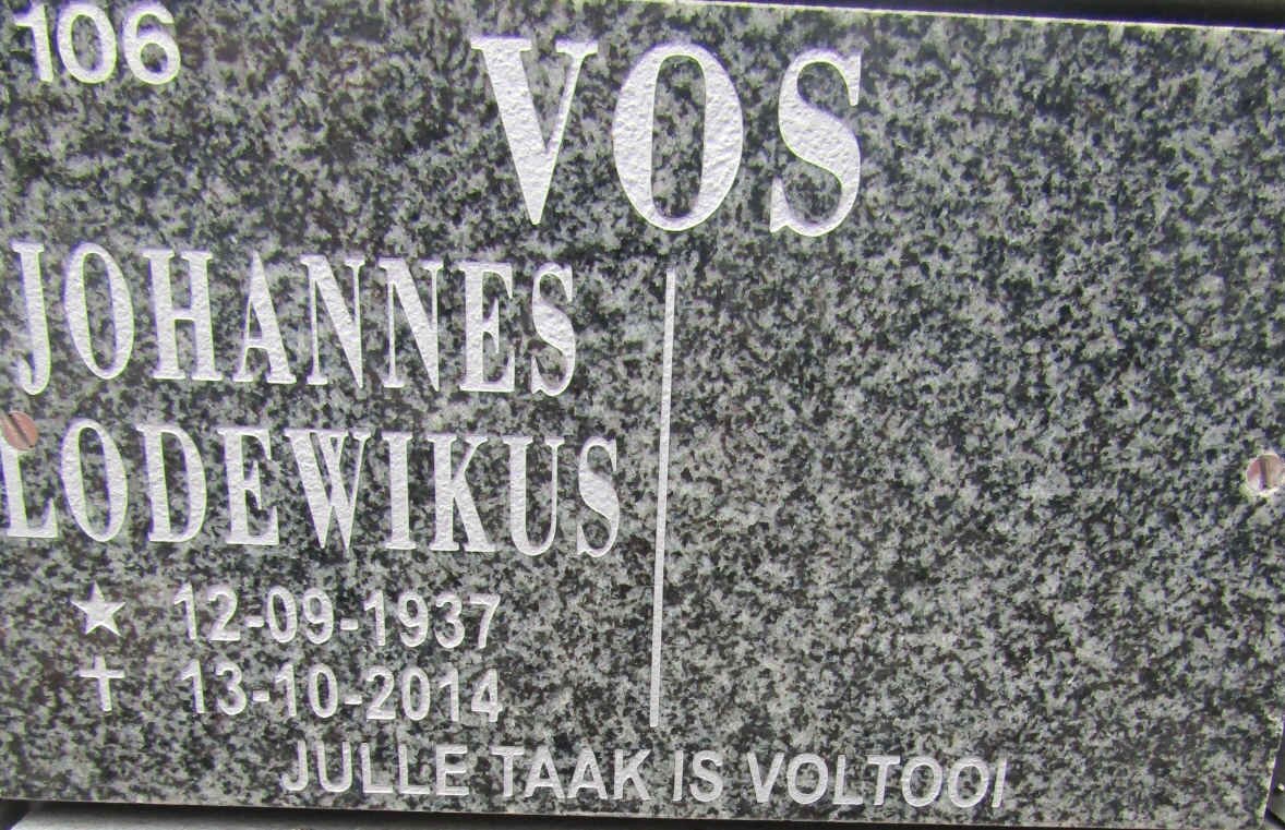 VOS Johannes Lodewikus 1937-2014