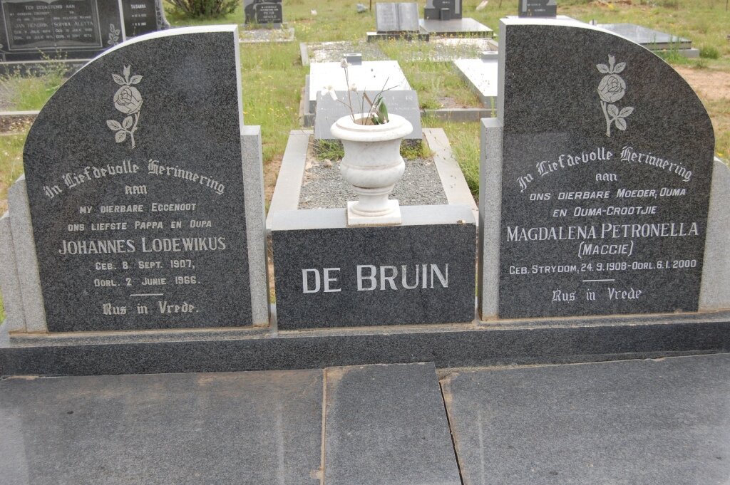 BRUIN Johannes Lodewikus, de 1907-1986 &amp; Magdalena Petronella STRYDOM 1908-2000