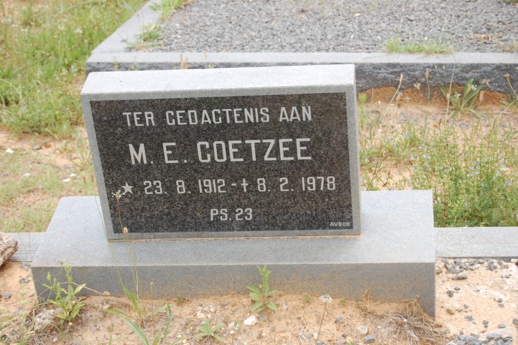 COETZEE M.E. 1912-1978