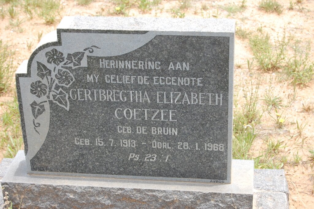COETZEE Gertbregtha Elizabeth nee DE BRUIN 1913-1968