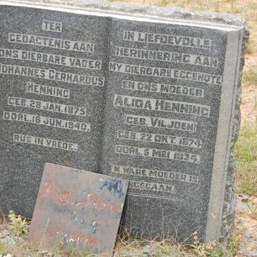 HENNING Johannes Gerhardus 1875-1940 &amp; Alida   VILJOEN 184-1934
