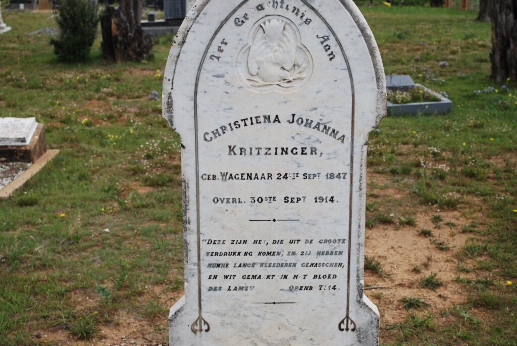 KRITZINGER Christiena Johanna nee WAGENAAR 1847-1914