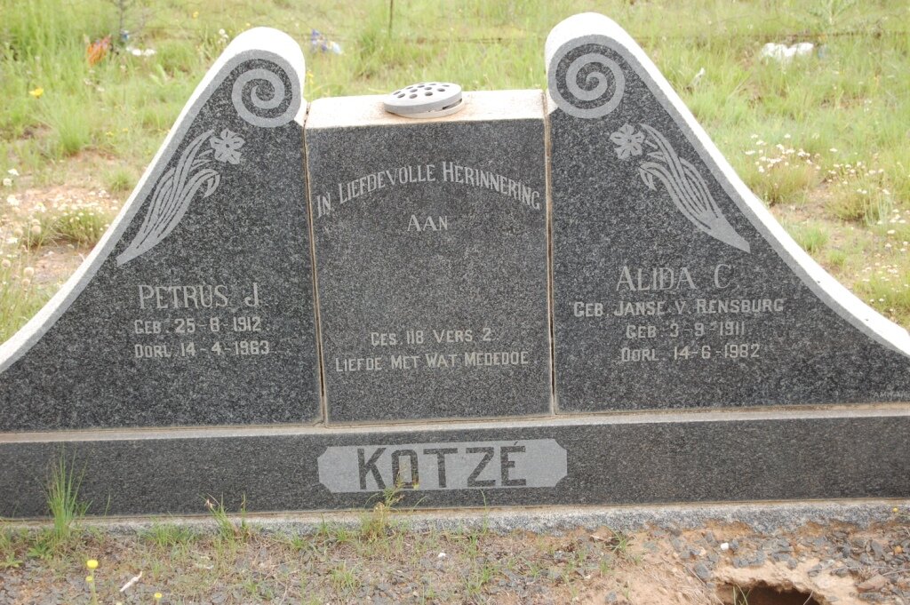 KOTZE Petrus J. 1912-1963 &amp; Alida C. JANSEN V. RENSBURG 1911-1962