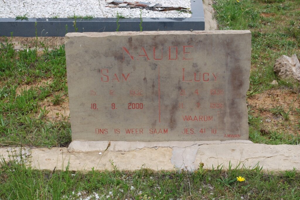 NAUDE Sam 1932-2000 &amp; Lucy 1936-1996