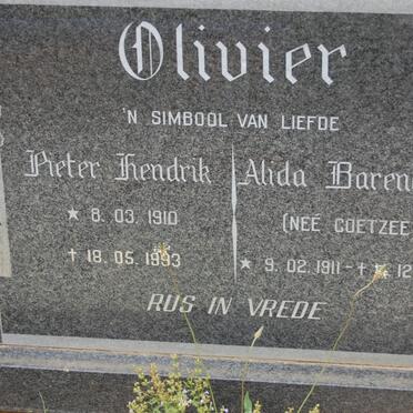 OLIVIER Pieter Hendrik 1910-1993 &amp; Alida Barendina COETZEE 1911-1990