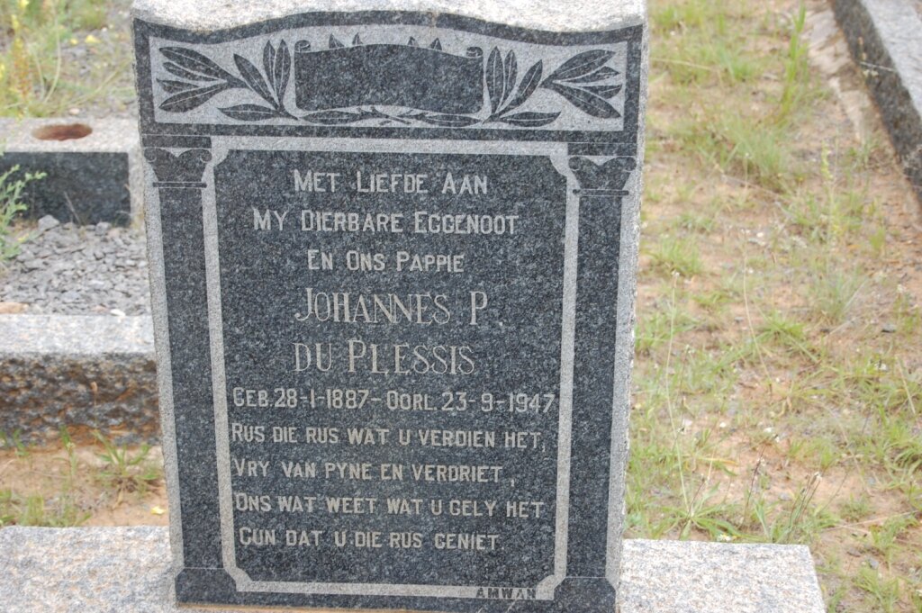 PLESSIS Johannes P., du 1887-1947