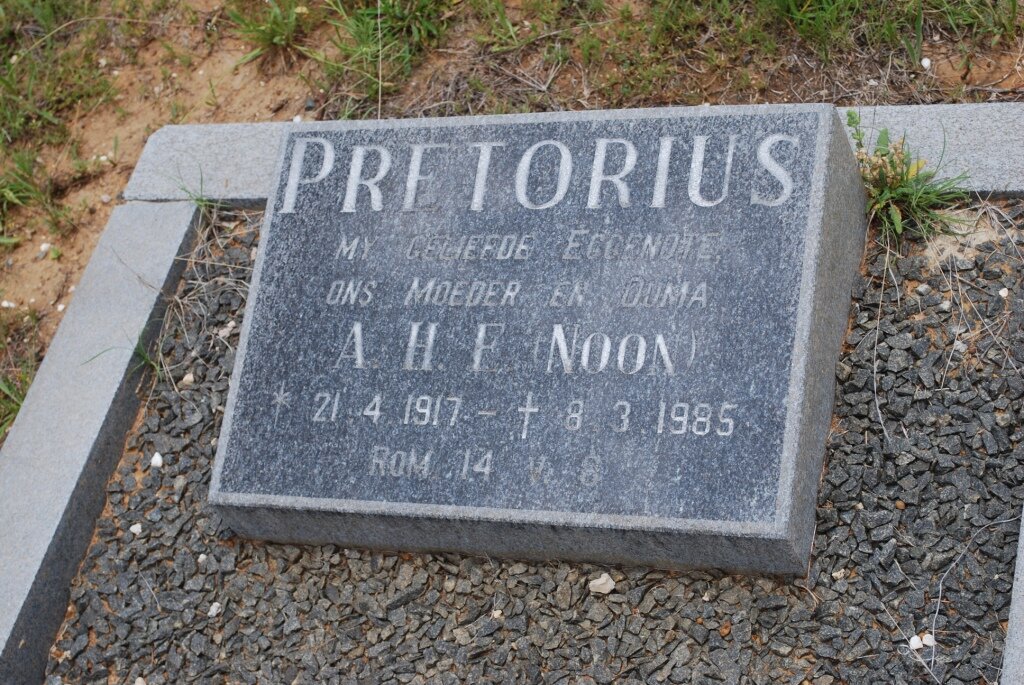PRETORUIS A.H.F. 1917-1985
