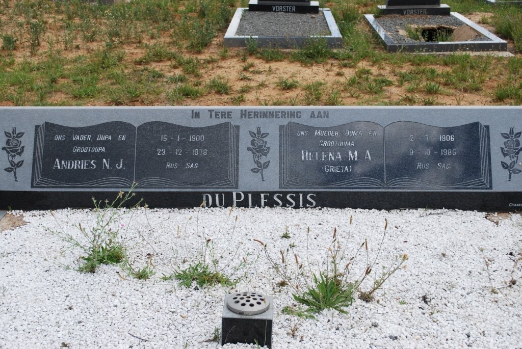 PLESSIS Andries N.J., du 1900-1978 &amp; Helena M.A. 1906-1985