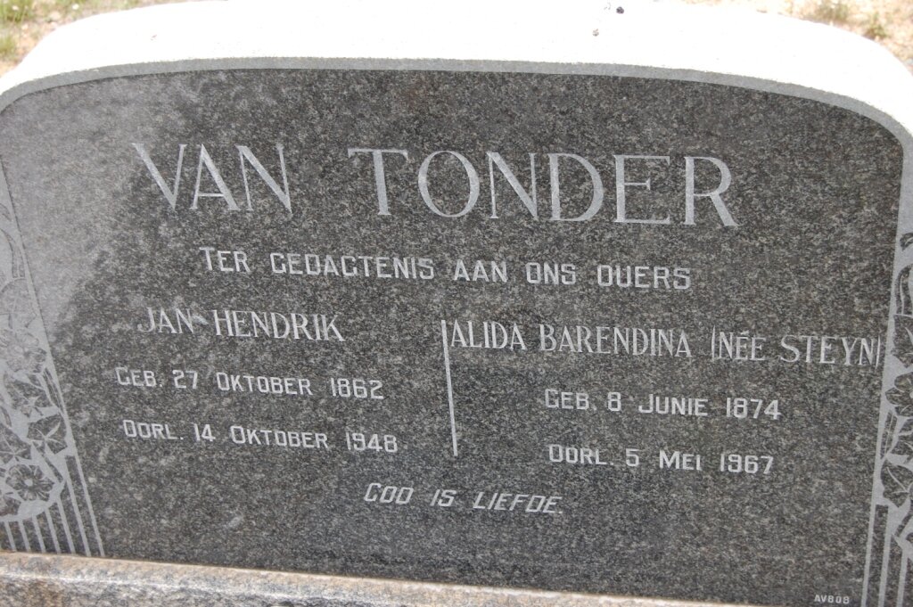 TONDER Jan Hendrik, van 1862-1948 &amp; Alida Barendina STEYN 1874-1967