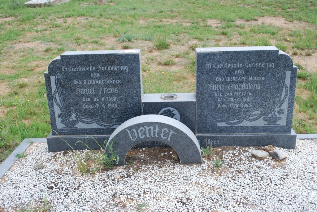 VENTER Daniel Frans 1888-1945 &amp; Maria Magdalena VAN PLETZEN 1889-1963