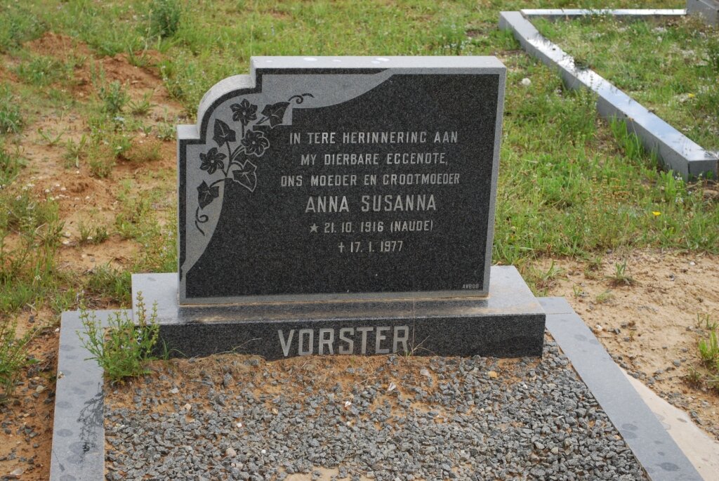 VORSTER Anna Susanna nee NAUDE 1916-1977