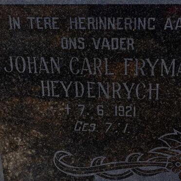 HEYDENRYCH Johan Carl Fryman -1921