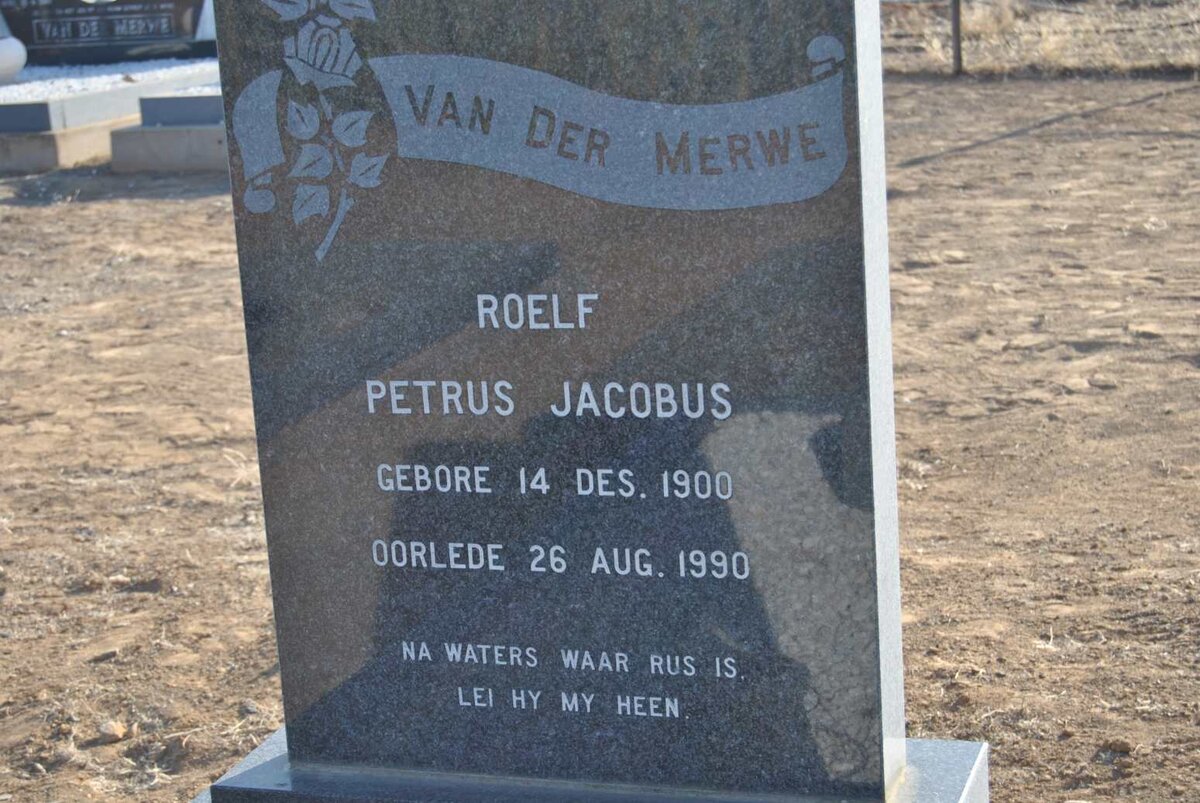 MERWE Roelf Petrus Jacobus, van der 1900-1990