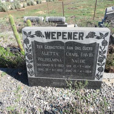 WEPENER Charl David Naude 1884-1964 & Aletta Wilhelmina GOUWS 1883-1959
