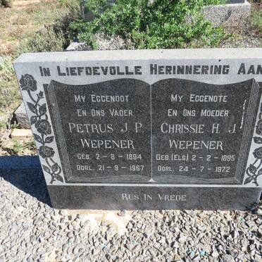 WEPENER Petrus J.P. 1894-1967 & Chrissie H.J. ELS 1895-1972