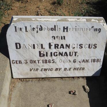 BLIGNAUT Daniel Franciscus 1865-1881