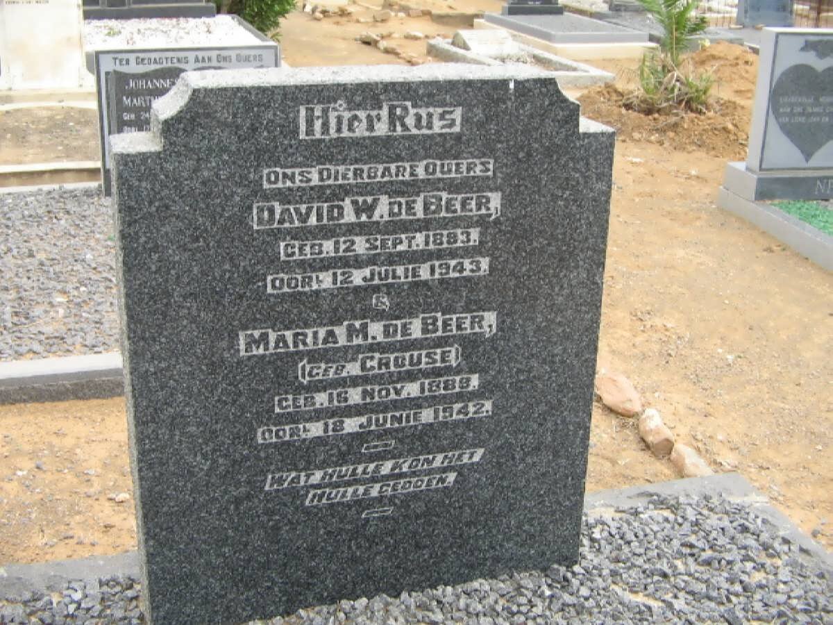 BEER David W., de 1883-1943 &amp; Maria M. CROUSE 1888-1942