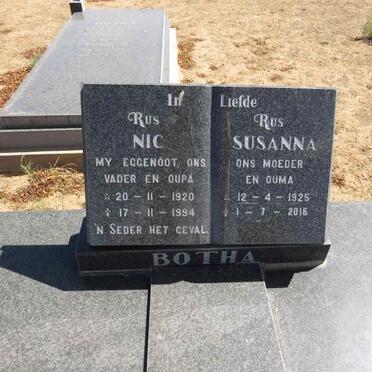 BOTHA Nic 1920-1994 & Susanna 1925-2016