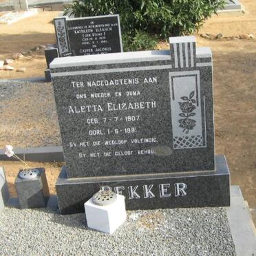BEKKER Aletta Elizabeth 1907-1981