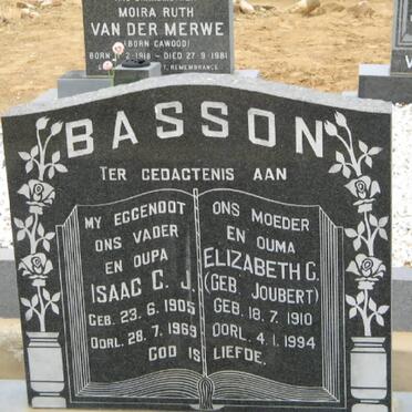 BASSON Isaac C.J. 1905-1969 &amp; Elizabeth C. JOUBERT 1910-1994