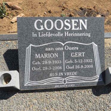 GOOSEN Gert 1932-2008 & Marion 1933-2008
