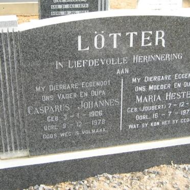 LOTTER Casparus Johannes 1906-1978 &amp; Maria Hester JOUBERT 1906-1976
